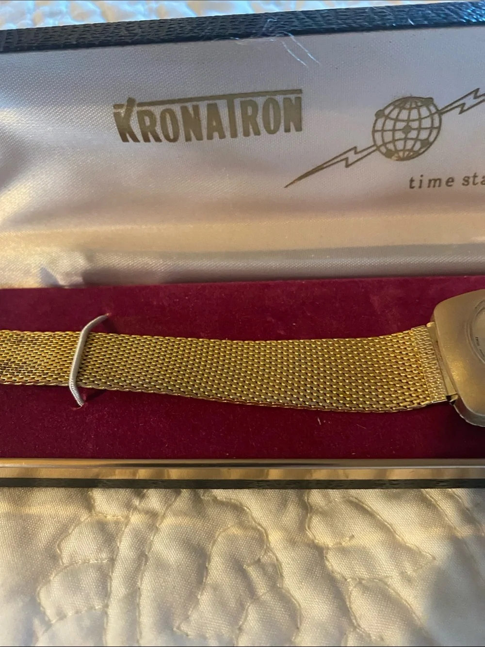 Vintage Electra kronairon  Gold plated Bracelet Watch with box mint condition
